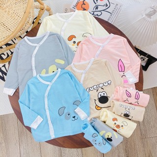 Bộ dài tay thun lạnh khuy lệch cho bé trai bé gái sơ sinh 3-12kg, được chọn màu - BO77