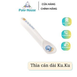 Thìa, muỗng ăn dặm cán dài nhựa melamine kuku ku3006 cho bé ăn dặm, cơm, cháo