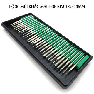 Bộ 30 mũi khắc mài hợp kim mini, trục 3mm