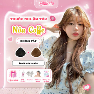 Thuốc nhuộm tóc nâu, thuốc nhuộm tóc Nâu Cà Phê, tặng kèm oxy trợ dưỡng và bao tay, MINHAIR