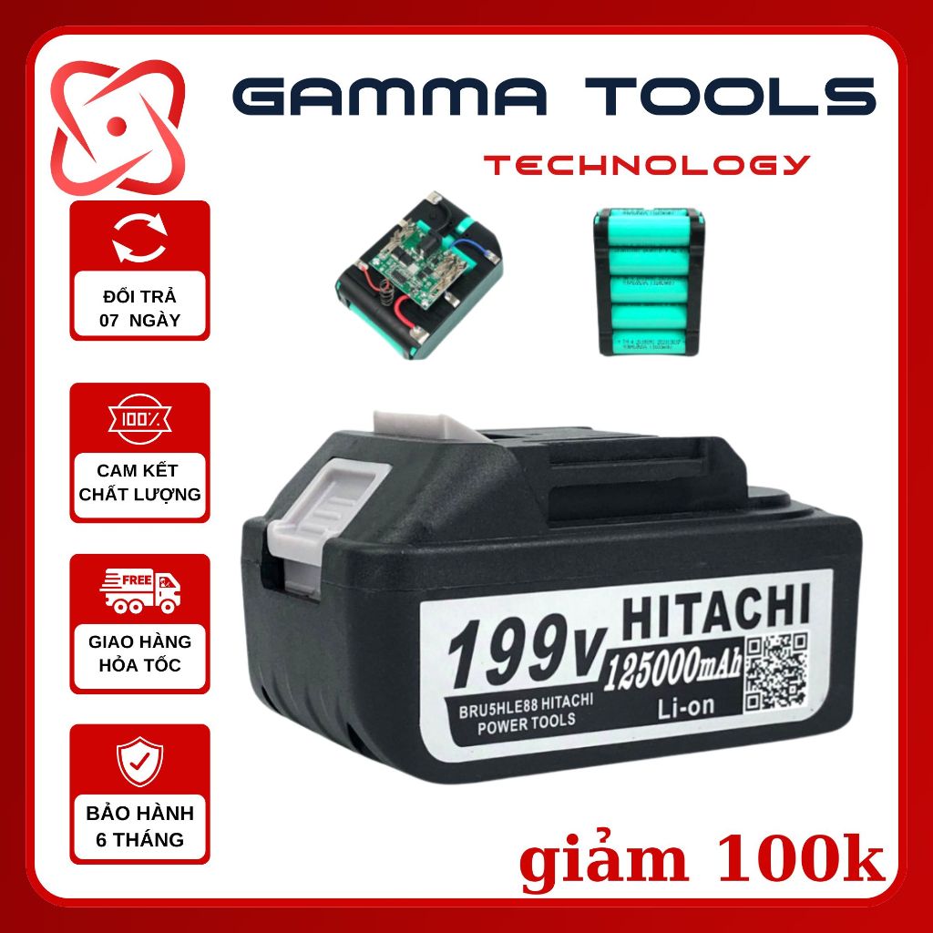 Pin Hitachi 199v, pin máy khoan chân pin thông dụng - pin 10 cell
