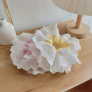 Buộc tóc thô cotton ren cỡ lớn ngọt ngào Hàn Quốc| Blanco