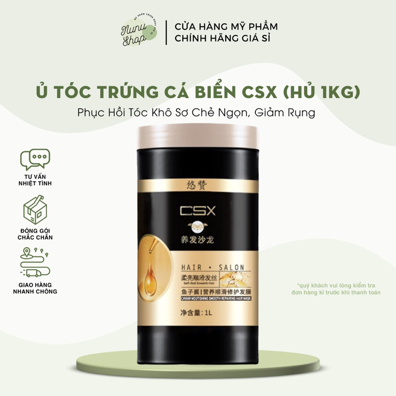 Ủ TÓC TRỨNG CÁ BIỂN CSX 1000ML Siêu mềm mượt phục hồi tóc khô sơ chẻ ngọn gãy rụng