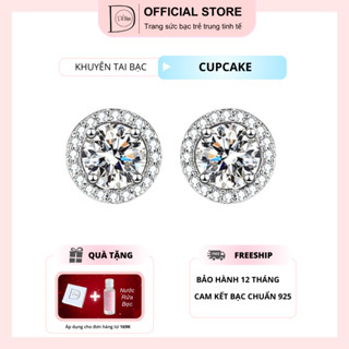 Khuyên Tai Bạc 925 Thiết Kế Cupcake Lấp Lánh Tiểu Thư, Bông Tai Bạc Dế Bạc - K2122