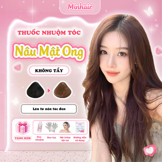 Thuốc nhuộm tóc Nâu, Thuốc nhuộm tóc màu Nâu Mật Ong Minhair, tặng kèm oxy trợ dưỡng và bao tay