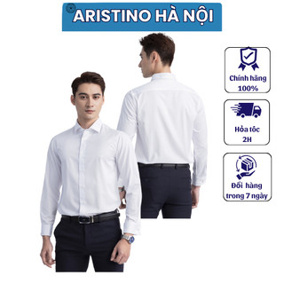 Áo sơ mi nam dài tay trắng trơn Aristino sợi sồi cao cấp mềm mát ít nhăn ALS21303
