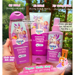[Nội địa Đức] Sữa tắm, dầu Gội xả, xịt dưỡng tóc Thuần chay Isana bé gái Chuẩn Đức cho trẻ em - Nguồn hàng Đức