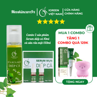Combo 2 sản phẩm, serum diếp cá và sữa rửa mặt diếp cá, cải thiện làn da sau 7 ngày