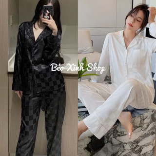 Đồ Bộ - Đồ Ngủ Tay Dài Vải Gấm Cao Cấp Pijama Bigsize 50-100Kg Bộ Ngủ Nữ Béo Xinh Shop