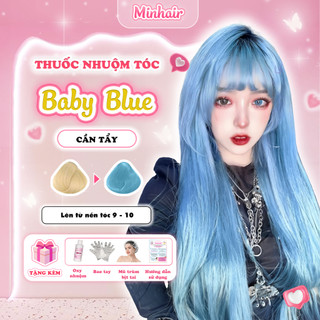 Thuốc nhuộm tóc màu Babay Blue, Cần tẩy, Kèm Oxy Trợ Nhuộm, Trùm Tóc, Bịt Tai và Bao Tay MIN.HAIR