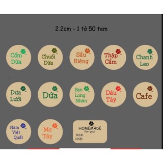 Tem dán nhân krat tròn các loại (50 tem/1 tờ)