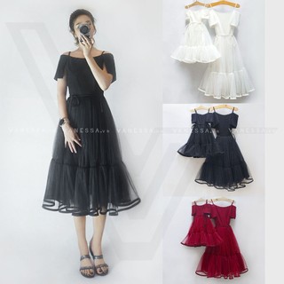 Hàng có sẵn - đầm mẹ và bé vanessa - váy đôi trễ vai van - váy, đầm mẹ và bé - hàng thiết kế