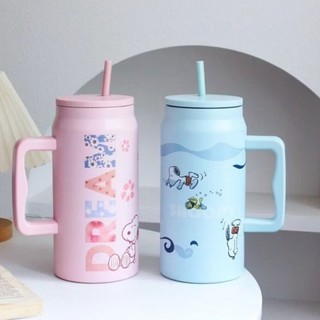   Tặng túi vải  Bình giữ nhiệt Snoopy 1500ml có tay cầm inox 304 kèm ống hút tiện lợi 