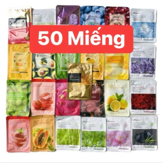 Combo 50 Mask dưỡng da nội địa Trung mix nhiều vị trái cây hoa quả giúp dưỡng ẩm cấp nước, dưỡng trắng mờ thâm