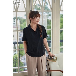 Áo thun polo bigsize qc cổ tim, vạt bầu màu trơn thun cotton đẹp - 17863