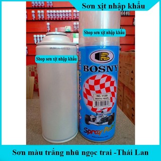 Sơn xịt cao cấp Bosny Màu trắng ngọc trai với nhũ cao - Bảo vệ và trang trí bề mặt sơn chất lượng tốt