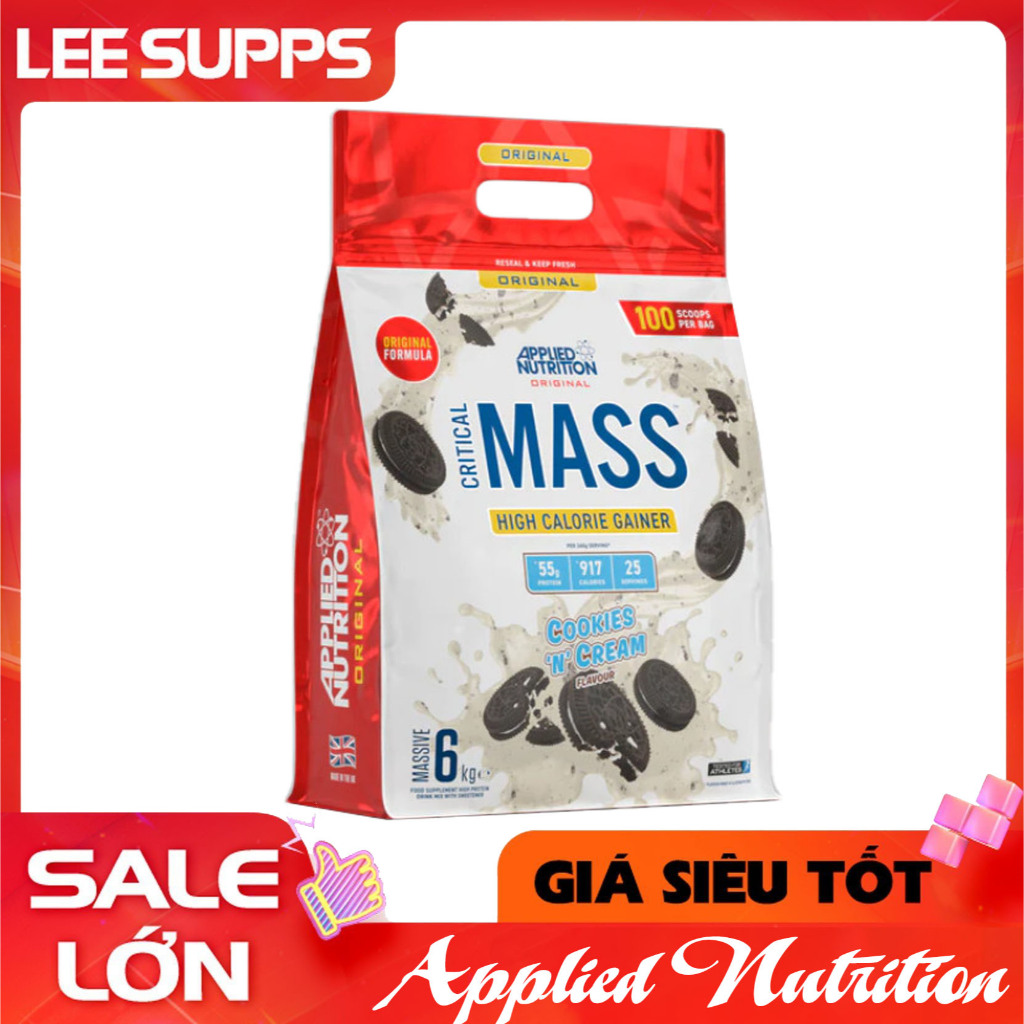 CRITICAL MASS 6KG Applied Nutrition vị Vani - Sữa tăng cân tăng cơ 100 scoops