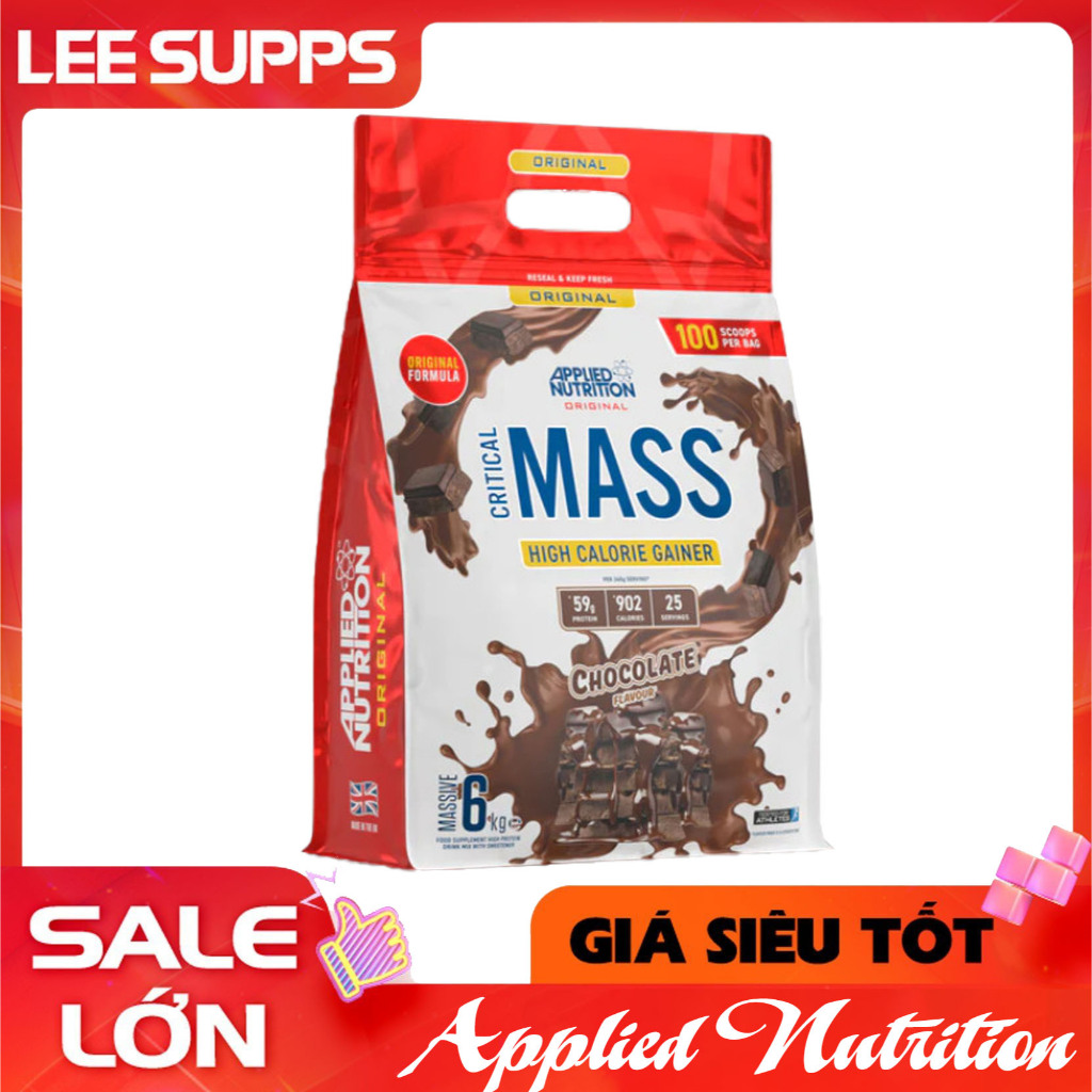 CRITICAL MASS 6KG Applied Nutrition vị Socola - Sữa tăng cân tăng cơ 100 scoops