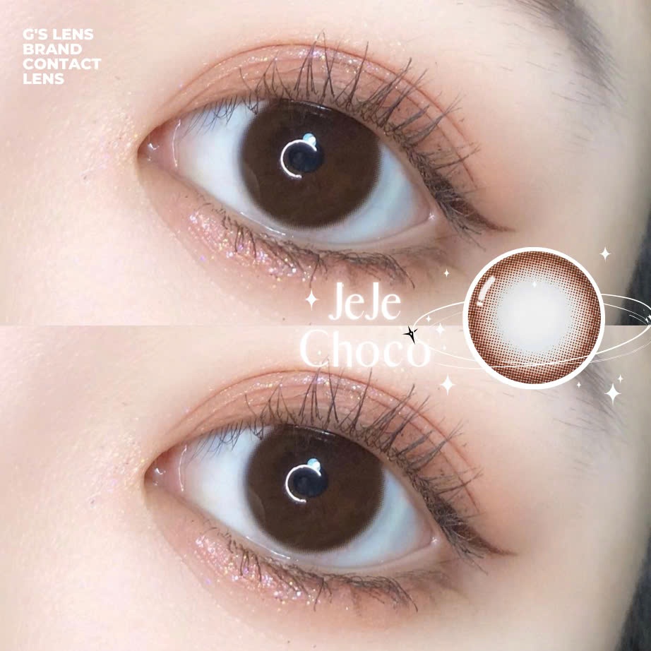 [Lens Hàn_Silicone Hydrogel] Kính áp tròng Gslens JEJE CHOCO nâu tối lens cận 6 tháng G.DIA 14.2mm c