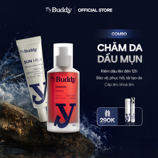 Combo sáng da, phục hồi, ngừa thâm nám mybuddy kem chống nắng kiềm dầu + tinh chất serum huyết rồng mybuddy