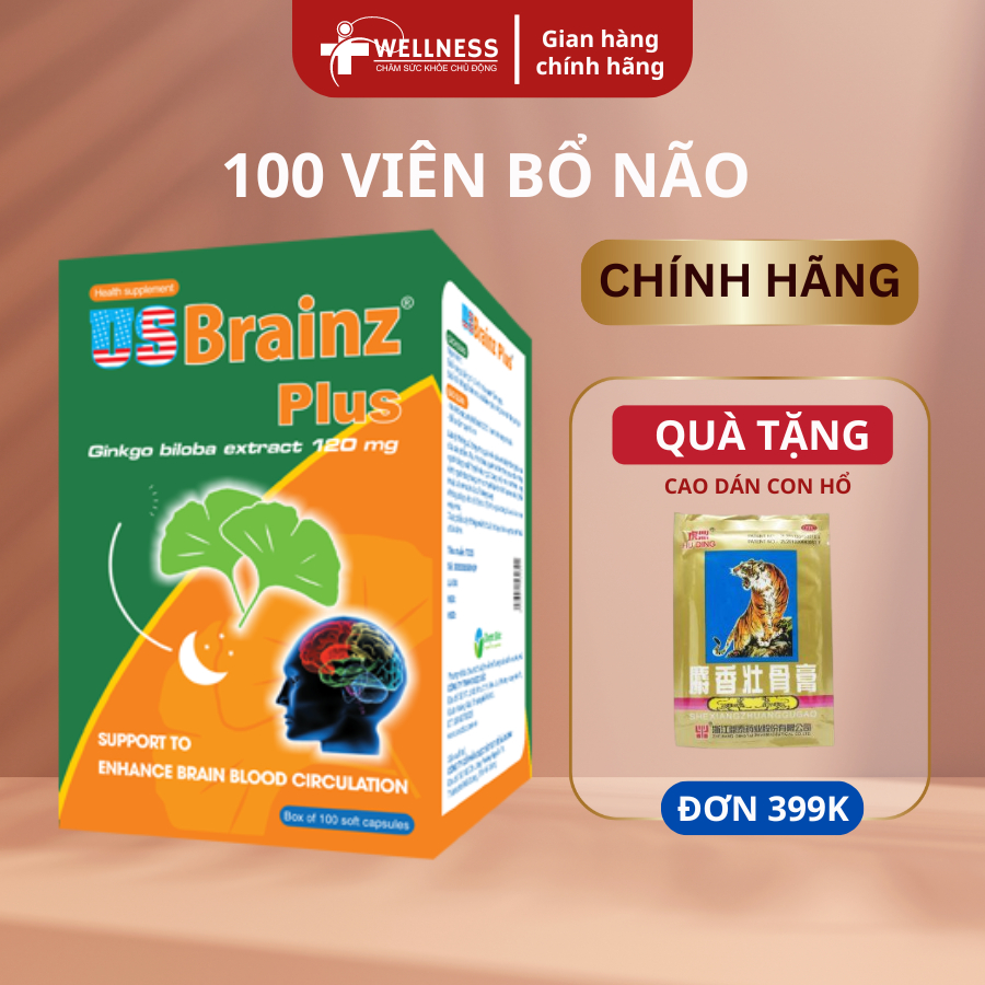 Bổ não Ginkgo Biloba 2000 USBrainz Plus, Bổ não Ginkgo Biloba 2000, 100 viên