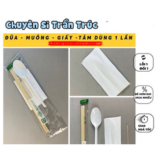 [HỎA TỐC] Set 50 combo đũa-muỗng-khăn giấy-tăm dùng 1 lần tiện lợi, đồ ăn dùng 1 lần, đũa dùng 1 lần, muỗng dùng 1 lần