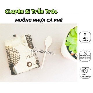 50 Muỗng nhựa cafe cán dài, muỗng nhựa sữa chua,thìa nhựa nhỏ, muỗng ăn panna cotta, muỗng trắng