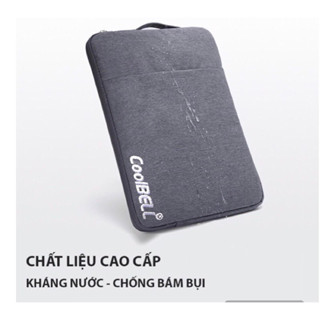 Tú đựng laptop chống sốc vải Cobell 13, 14, 15.6inch 2 ngăn có quai xách,  màu xám  thanh lịch, bảo vệ laptop, macbook