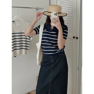Áo polo len kẻ (ảnh thật/ có sẵn)