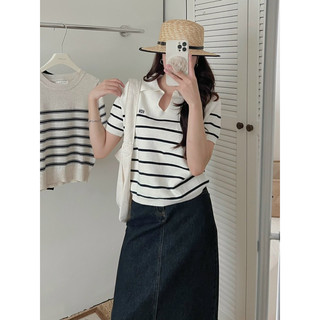 Áo polo len kẻ (ảnh thật/ có sẵn)