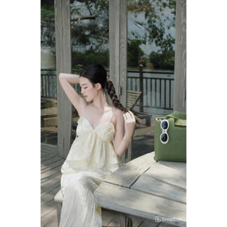 Set bộ nữ áo 2 dây đũi cúp ngực kèm quần suông ống rộng bánh bèo đi biển