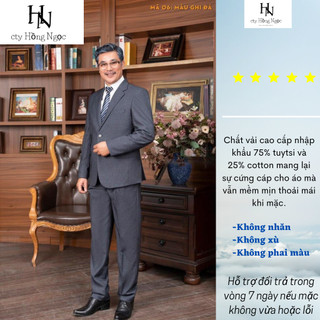 bộ vest nam trung niên. bộ vest trung niên hai khuy cao cấp Hồng Ngọc