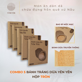  COMBO 5 HỘP TRÒN - Bánh Tráng Dừa đặc sản Phú Yên - Thơm Giòn Béo Cay 