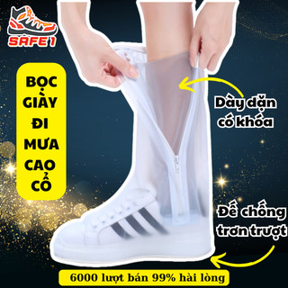 Bao giày đi mưa cao cổ dày dặn có khóa, chống nước, chống trơn trượt. Ủng bọc giày đi mưa
