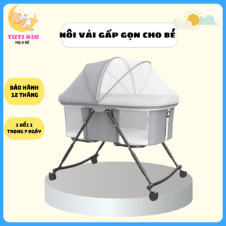 [ NÔI GẤP GỌN + MÀN+GỐI ]  NÔI SƠ SINH GẤP GỌN CHO BÉ YÊU, NÔI CŨI CÓ BÁNH XE DI CHUYỂN TIỆN LỢI