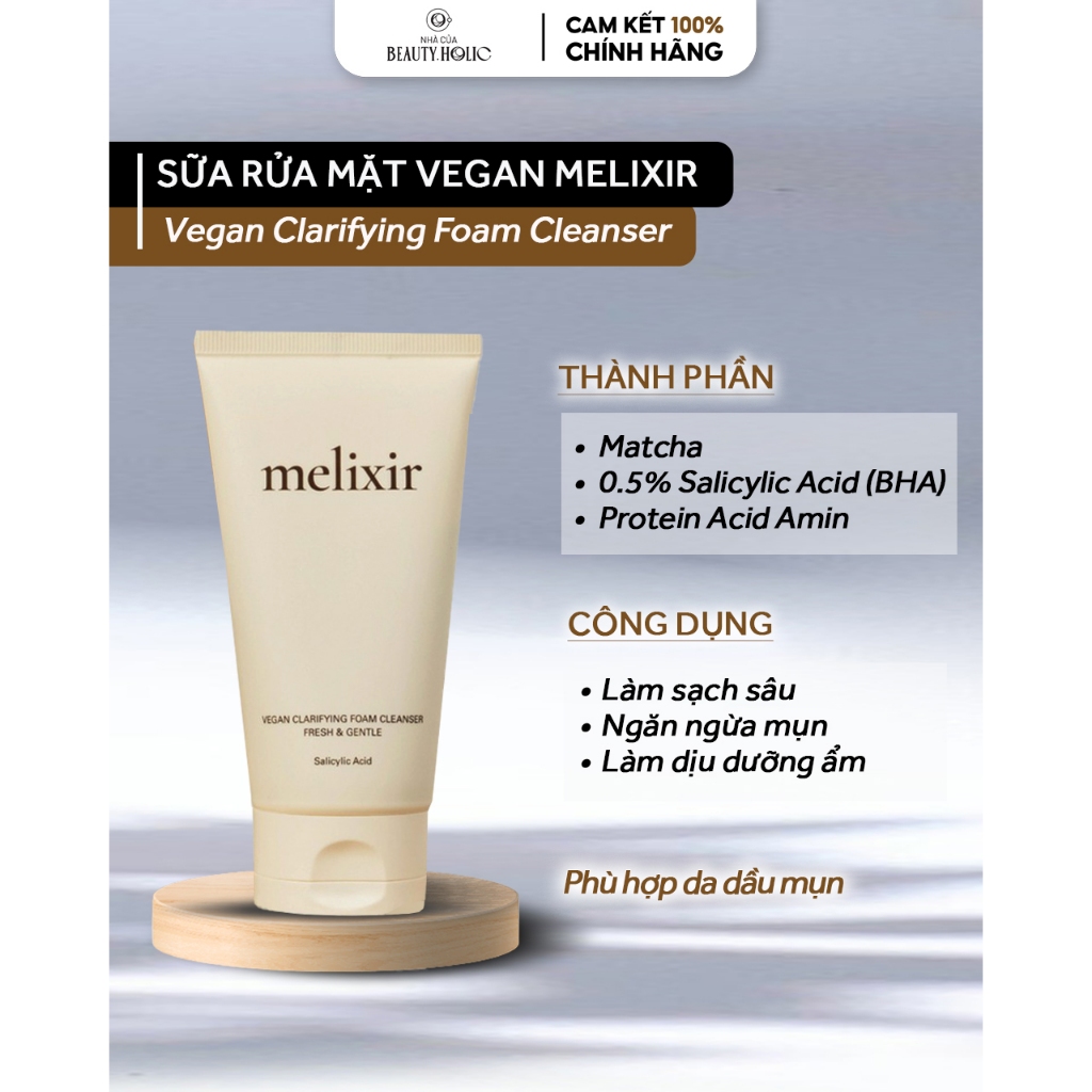 🔺[SALE DATE T3/2025] 🔺Sữa rửa mặt sạch sâu MELIXIR VEGAN CLARIFYING FOAM CLEANSER