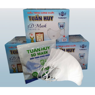 ✅(Chính hãng ) 1hộp khẩu trang kháng khuẩn 5D MASK Tuấn Huy hộp 100cái -10 bịch mỗi bịch 10 cái