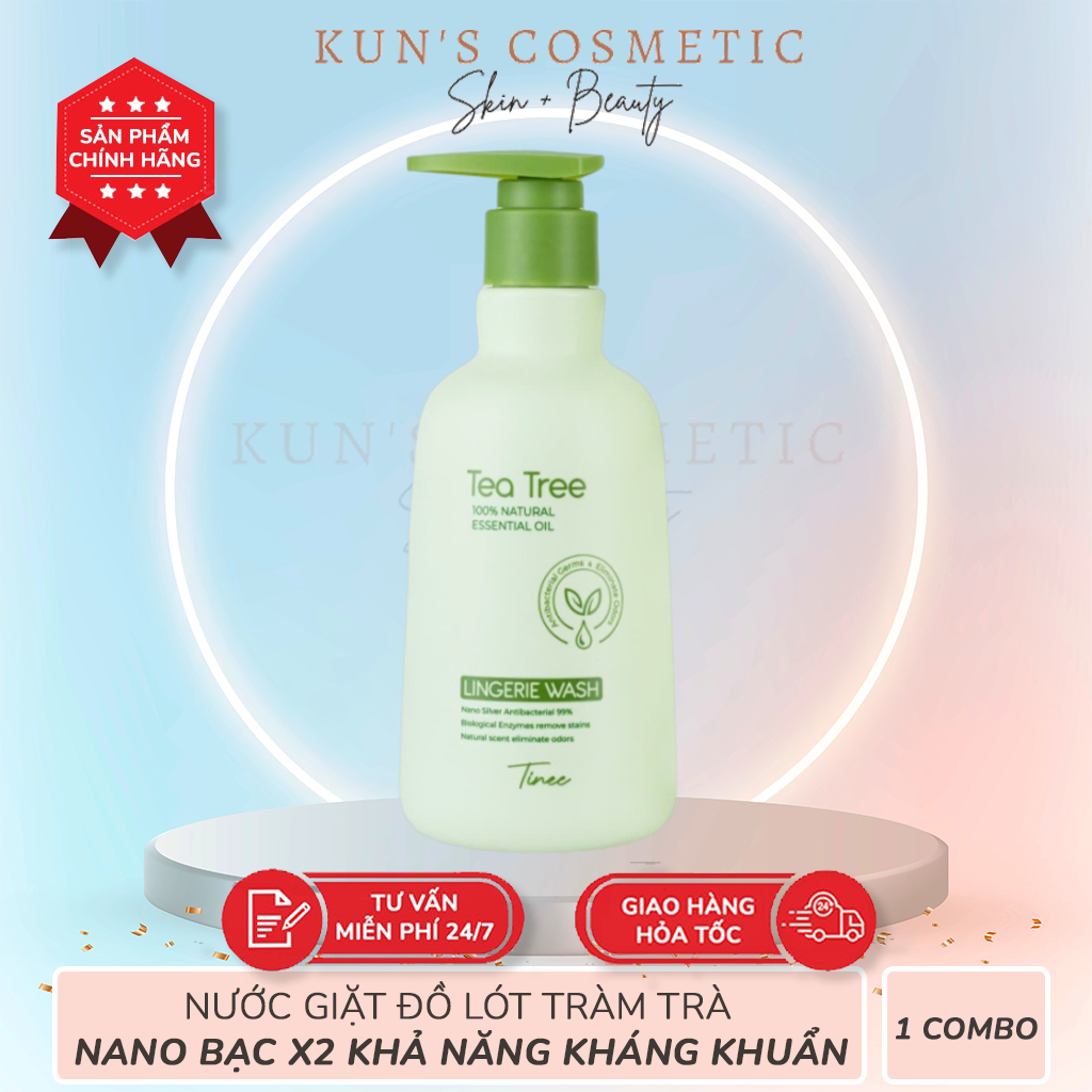 Nước Giặt Đồ Lót Sinh Học Tràm Trà Tinee 280ml - Nano Bạc Phiên Bản Mới Hương Tràm Trà