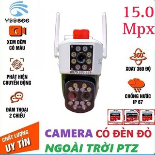 Camera ngoài trời yoosee Ptz Q20D 15.0Mpx xem 2 mắt zoom xa 12x, siêu nét, góc rộng, chịu mưa nắng