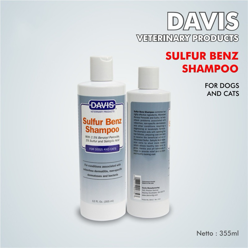 Sữa tắm loại bỏ viêm da,da liễu và chất nhờn trên da - DAVIS Sulfur Benz Shampoo With 2.5% Benzoyl P