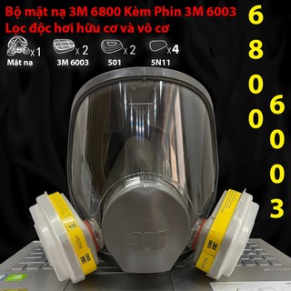Bộ mặt nạ phòng độc 3m 6800 chống khí độc tặng kèm 2 phin lọc 3M 6003 + tấm lọc + nắp giữ
