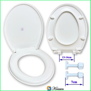 KS.03 - Nắp bồn cầu rơi tự do màu trắng sữa phủ bóng trống ố vàng, xỉn màu, phù hợp bồn cầu hai khối 36x43cm+-1cm.