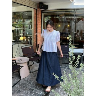 Set váy áo xếp ly tay ngắn phối chân váy dài linen dáng xòe- Set váy nhẹ nhàng thanh lịch xinh xắn cho nữ- ORA SET