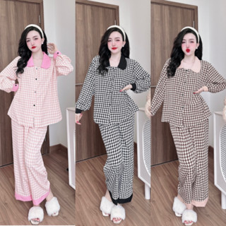 Pyjama Đồ Bộ Ngủ Cổ Sen Tay Dài Lụa Nhật - Mango Xẻ Tà Cao Cấp Bigsize 50-95kg Cho Nàng Mũm Mĩm