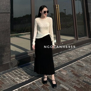 𝐍𝐠𝐨𝐜𝐚𝐧𝐡𝟔𝟗𝟓𝟗 CV1088 Chân váy len dáng dài Quảng Châu phong cách tiểu thư sang trọng Hàn Quốc