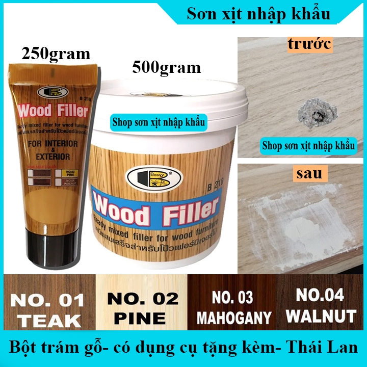Bột trét gỗ, trám vết nứt, lỗ đinh Wood Filler( No.b218) Bosny