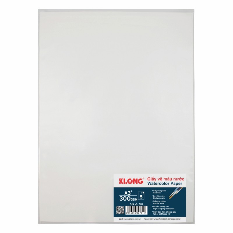 Giấy vẽ màu nước Klong A3/A4 300gsm MS 781/ MS779 giấy họa cụ vẽ mỹ thuật siêu dày chất lượng cao