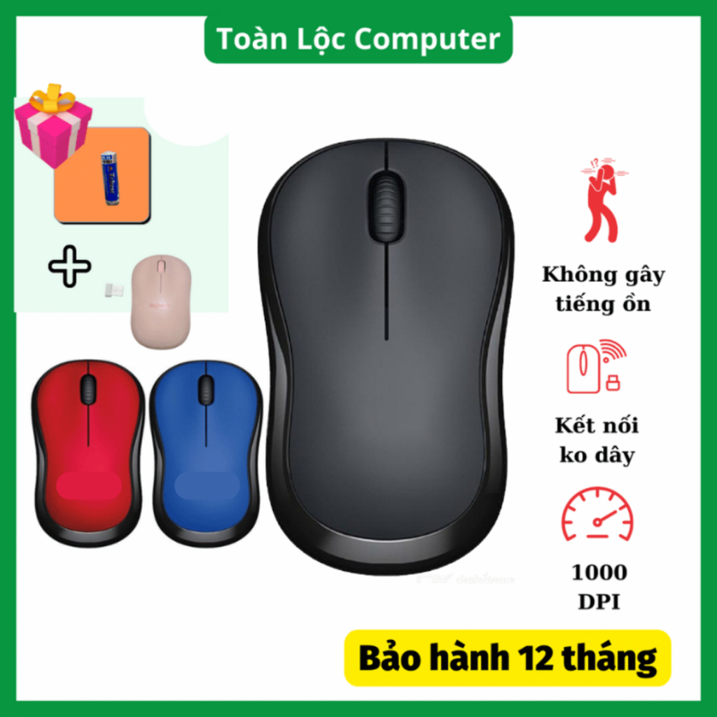 Chuột không dây wriless 2.4 LGT M220 kết nối máy tính laptop tivi silent chống ồn hàng chính hãng bả