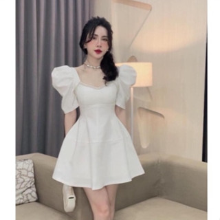 đầm thiết kế.đầm tiểu thư tay bồng dáng xòe phối cổ điệu đà.(Siêu Hót)