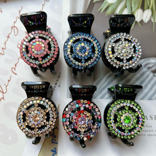  Kẹp tóc 3 răng đính đá họa tiết tròn cao cấp cho nữ 